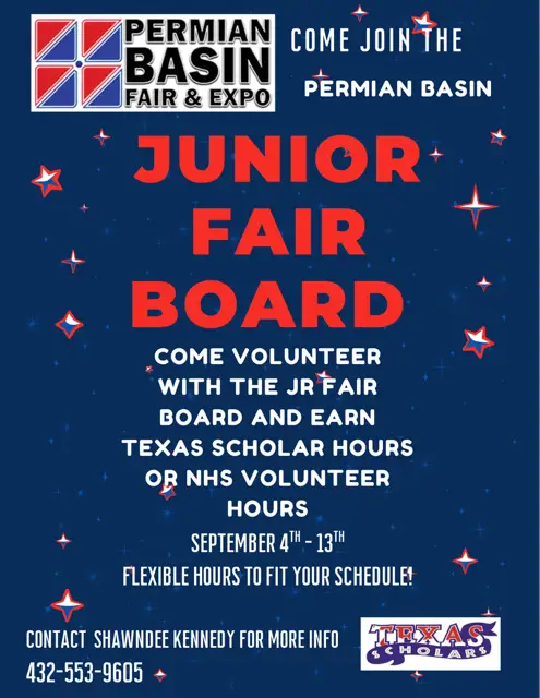 Junior Fair Board volunteer opportunity poster.