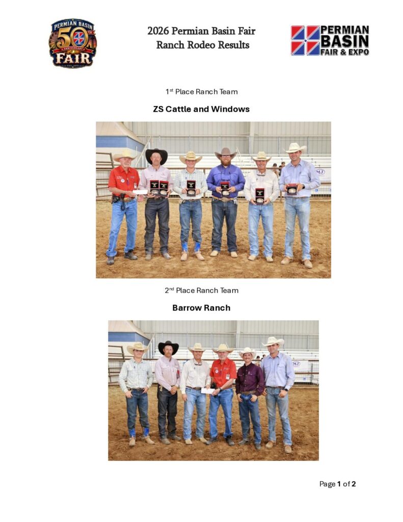 Ranch Rodeo Results 2026